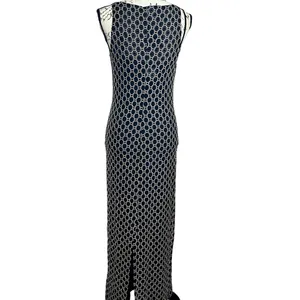 Vintage Maxi Dress Black Beaded Embroidered Sleeveless Slit 80s 90s Gothic thumbnail 4