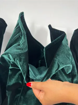 Blank‎ NYC Emerald Green Velvet Draped Open Front Blazer thumbnail 9