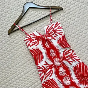 NWOT FARM RIO White Red Ainika Shell Maxi Dress Size M Linen Blend thumbnail 8