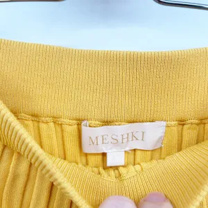 MESHKI Womens Bodycon High Waist Fitted Ribbed Knit Midi Skirt Size XS Yellow thumbnail 5