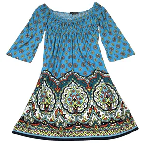 Muse Boston Proper Size 6 Empire Waist‎ Dress 3/4 Sleeves Boho Knit Colorful thumbnail 2