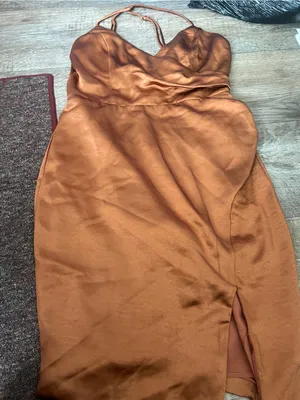 Lulus Rust Satin Slip Dress thumbnail 1