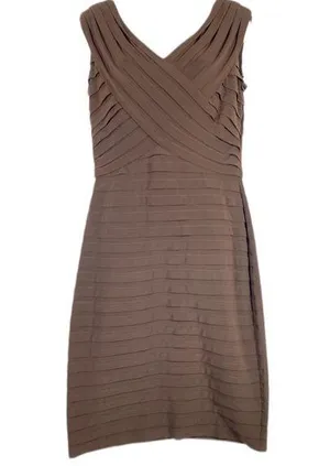 Adrianna Pepell Brown Tier V-Neck Occasion Dress Sz 12 thumbnail 1