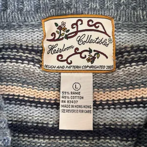 Heirloom Collectibles Fair Isle Cardigan Sweater Women's Lg. Blue Beige Zip Up‎ thumbnail 5