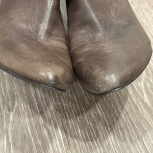 Lucky Brand Sairio Brown Leather Ankle Booties 6.5 Block Heel Twee Minimalist thumbnail 3