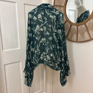 Free People FP One Kimono Cardigan XS/S Oversized Floral Gauze Boho Botanical‎ thumbnail 3