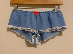 Victoria's Secret Blue and White Lace Trim Sleep Shorts size Small thumbnail 1