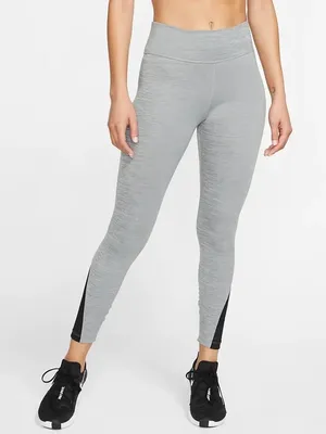 Nike One 7/8 Training Tights Leggings Gray Black Mesh thumbnail 1