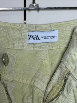 Zara Women’s Size 0 High-Waisted Frayed Hem Wide Leg Jeans Light Green Ankle thumbnail 5
