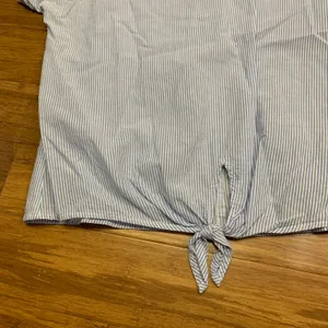 J. Crew Striped Tie‎ Front Short Sleeve Top Blue White Women's Size Small Cotton thumbnail 3