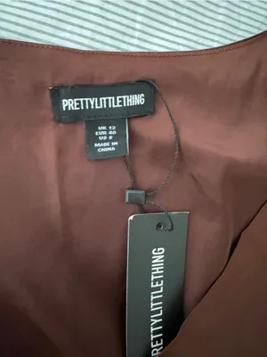 PrettyLittleThing Brown Satin Cowl Neck Top thumbnail 2