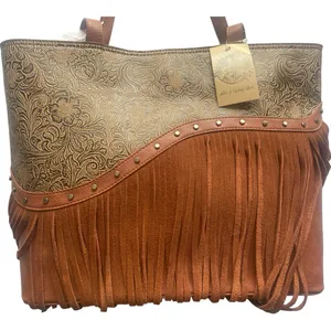 Catchfly Studio Trenditions‎ Western Style Asymmetrical Tooled Yoke Tote Bag thumbnail 2