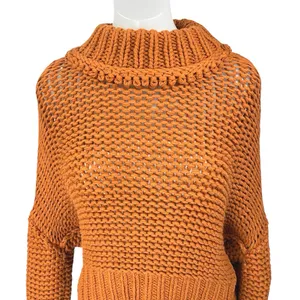 Free People My Only Sunshine Orange Open Knit Crochet Long Sleeve Sweater Top S thumbnail 3