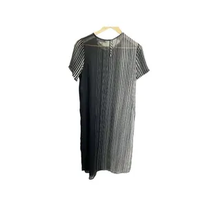 Calvin Klein Women's Black Striped Maxi Caftan Cover-Up Dress‎ Sheer M thumbnail 5