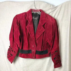Vintage Phoenix Burgundy Black Suede Cutout Cropped Jacket‎ M Art Western AS IS thumbnail 8