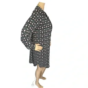 Ann Taylor LOFT Geometric Floral Shirt Dress Pink Gray Long Sleeve Women’s XS/S thumbnail 6