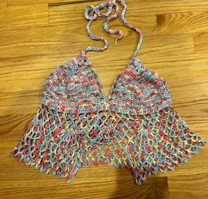 Amazon Multicolor Halter Crochet Top thumbnail 1