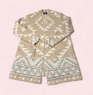 FRYE Beige and Cream Aztec Open-Front Cardigan thumbnail 1