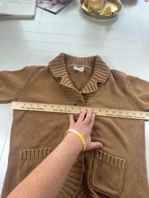 FDJ French Dressing Cardigan Women L Brown Shawl Collar Chunky Knit Button Front thumbnail 5