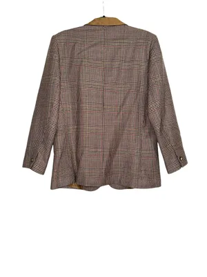 Vintage Brooks Brothers Single Button Plaid Wool Brown Blazer 14 thumbnail 2