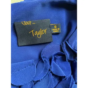 TAYLOR Navy Blue Shift Dress Polyester Short Sleeve Rosette Collar Detail Sz 6‎ thumbnail 9