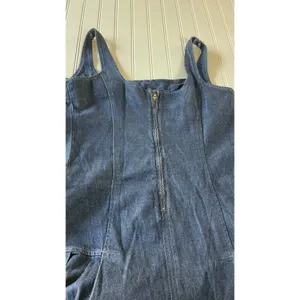 Gap Denim Pleated Mini Dress Dark Wash Square Neck Sleeveless Coquette Medium thumbnail 10