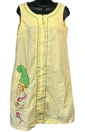 VTG Lisa Smock by Lisanne VINTAGE Yellow White Gingham Cornucopia thumbnail 1