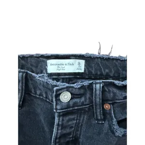 Abercrombie & Fitch The Dad High Rise Distressed Straight Jeans Washed Black 26R thumbnail 3