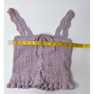 Urban Outfitters Tank Top Womens Girls Size XS Purple Ruffle Cottage Fairy‎ Knit thumbnail 4