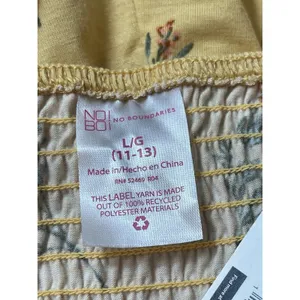 No Boundaries Yellow Floral Smocked Tie Front Back Cut Out Summer Jumpsuit L NWT thumbnail 11