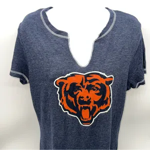 NFL Team Apparel Women's Speckled Chicago Bears Short Sleeve V-Neck T-Shirt-Sz L thumbnail 2