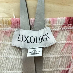 Boutique Luxology Floral Midi Dress Smocked Back Puff Sleeve‎ Size S Yellow Pink thumbnail 5