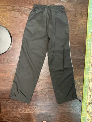 Black White Y2K Wide Leg Track Pants Windbreaker Parachute Joggers M thumbnail 5