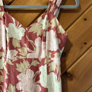 Ryegrass linen blend peasant chic pink floral midi dress NWT thumbnail 4