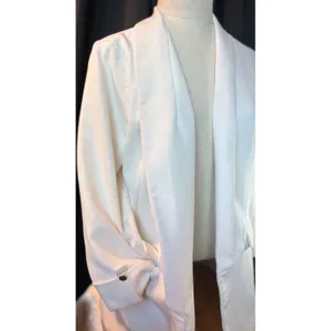 Apt. 9 Womens White Open Front Shawl Collar Blazer 3/4 Sleeve Size Medium thumbnail 2