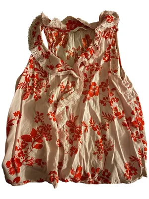 LC Lauren Conrad Cream Sleeveless Camisole with Orange Floral Print thumbnail 1