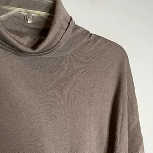 Garnet Hill taupe Merino Wool mock neck sweater thumbnail 2