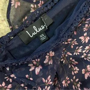 Lulus NWOT Darling Daydream Navy Blue Floral Print Ruffled Maxi Dress thumbnail 6
