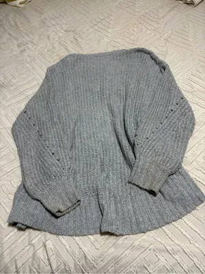 American Eagle Outfitters Light Gray Ribbed Button Cardigan thumbnail 2