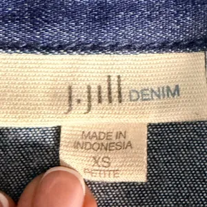 J. Jill Denim ShirtDress Blue Cotton Blend Roll Tab Sleeve XS Petite Knee length thumbnail 6