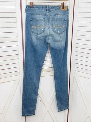 Abercrombie & Fitch Rhinestone Jeweled Distressed Skinny‎ Jeans Blue 4 thumbnail 2