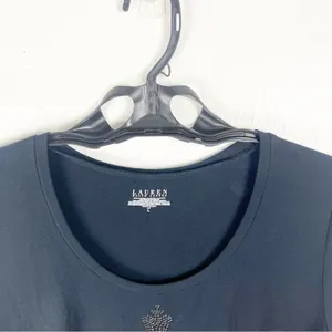 LAUREN RALPH LAUREN Black Long Sleeves Sequin Logo Dress Size Large Academia thumbnail 4