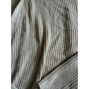 L'AGENCE Sweater Womens XS/S Beige Wrap V Neck Metallic Ribbed Knit Lightweight thumbnail 2