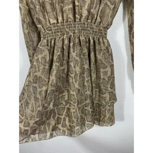 SHOW ME YOUR MUMU Russo Python Gold Shimmer Tiered Ruffle Mini Dress Sz S thumbnail 9
