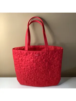 Kate Spade Fragrances Red Heart Quilted Large Tote Bag, New Without Tags thumbnail 2