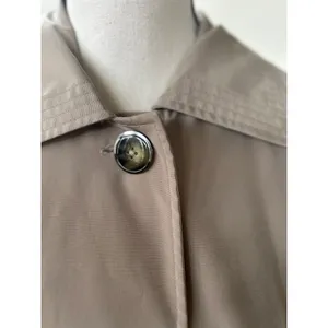 London Fog Tan Khaki Button Front Black Plaid Lined Trench Coat thumbnail 2