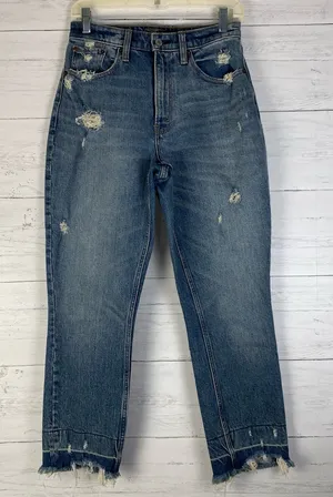 Abercrombie & Fitch Size 26/2 Curve Love The Mom Jean High Rise Distressed Ankle thumbnail 1