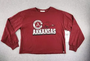 '47 Women's '47 Cardinal Arkansas Razorbacks Football‎ Long Sleeve Crop Sz MEDIUM thumbnail 1