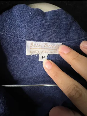 Basic Threads Santa Monica Blue Linen Tencel Button Front Midi Shirt Dress thumbnail 7