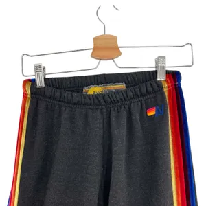 Aviator Nation Classic Sweatpants Velvet Stripes Jogger Gray Black Size Small‎ thumbnail 4